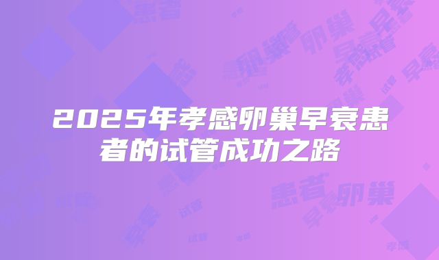 2025年孝感卵巢早衰患者的试管成功之路