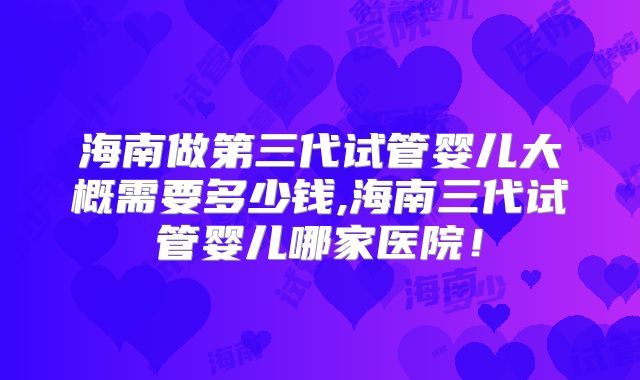 海南做第三代试管婴儿大概需要多少钱,海南三代试管婴儿哪家医院!
