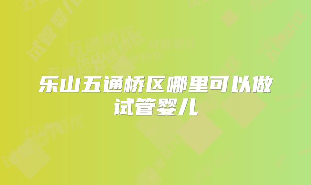 乐山五通桥区哪里可以做试管婴儿