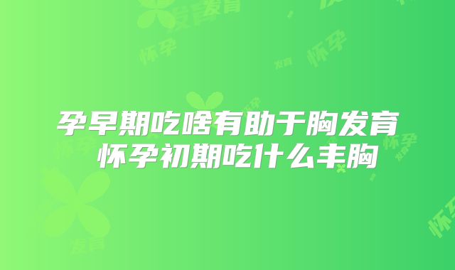 孕早期吃啥有助于胸发育 怀孕初期吃什么丰胸