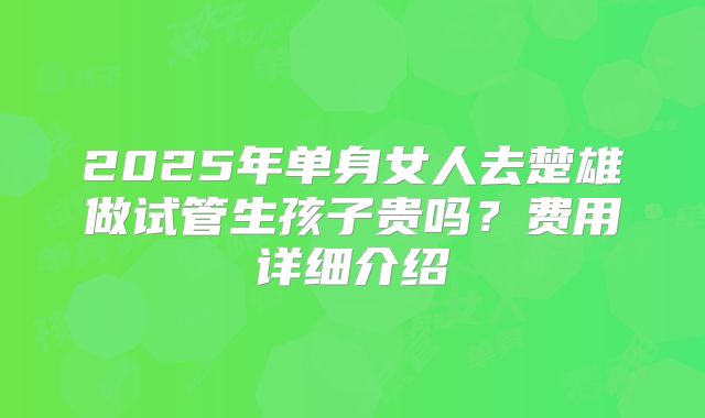 2025年单身女人去楚雄做试管生孩子贵吗?费用详细介绍