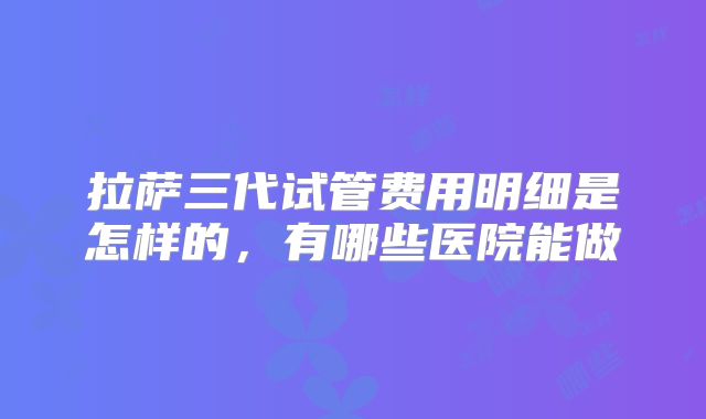 拉萨三代试管费用明细是怎样的，有哪些医院能做