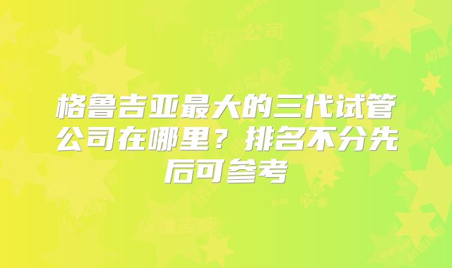 格鲁吉亚最大的三代试管公司在哪里？排名不分先后可参考