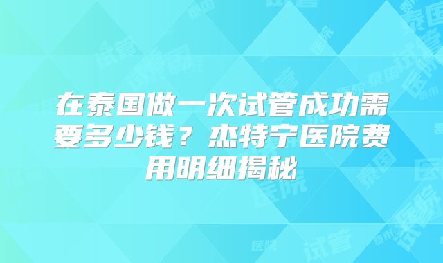 在泰国做一次试管成功需要多少钱？杰特宁医院费用明细揭秘