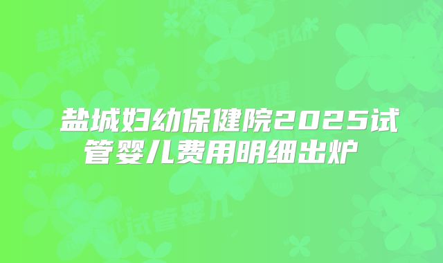 ‌盐城妇幼保健院2025试管婴儿费用明细出炉