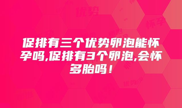 促排有三个优势卵泡能怀孕吗,促排有3个卵泡,会怀多胎吗！