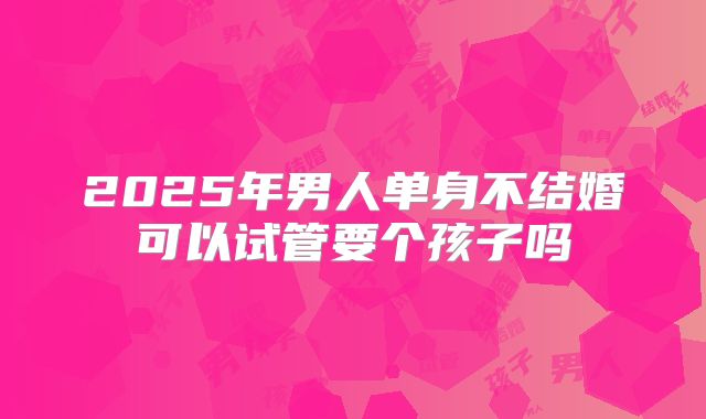 2025年男人单身不结婚可以试管要个孩子吗