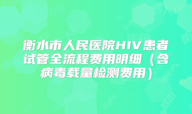 衡水市人民医院HIV患者试管全流程费用明细（含病毒载量检测费用）