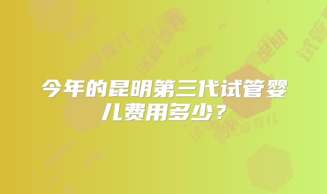 今年的昆明第三代试管婴儿费用多少?