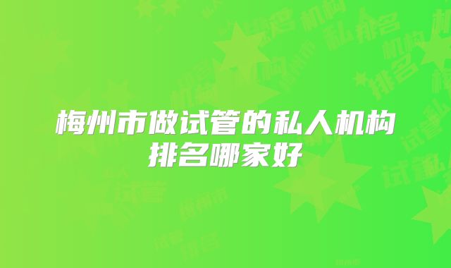 梅州市做试管的私人机构排名哪家好