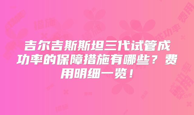 吉尔吉斯斯坦三代试管成功率的保障措施有哪些?费用明细一览!