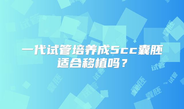 一代试管培养成5cc囊胚适合移植吗?