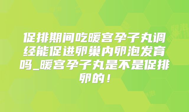 促排期间吃暖宫孕子丸调经能促进卵巢内卵泡发育吗_暖宫孕子丸是不是促排卵的！