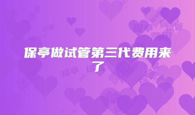 保亭做试管第三代费用来了