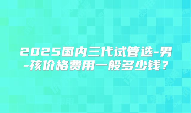 2025国内三代试管选-男-孩价格费用一般多少钱?