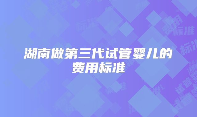 湖南做第三代试管婴儿的费用标准