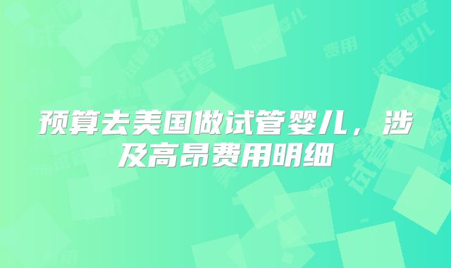 预算去美国做试管婴儿,涉及高昂费用明细