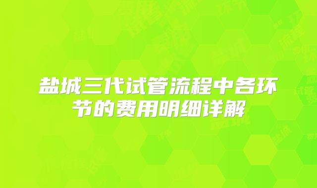 盐城三代试管流程中各环节的费用明细详解