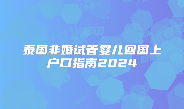 泰国非婚试管婴儿回国上户口指南2024