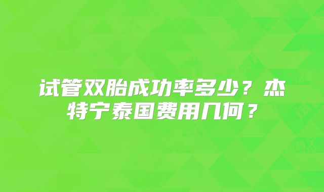 试管双胎成功率多少？杰特宁泰国费用几何？