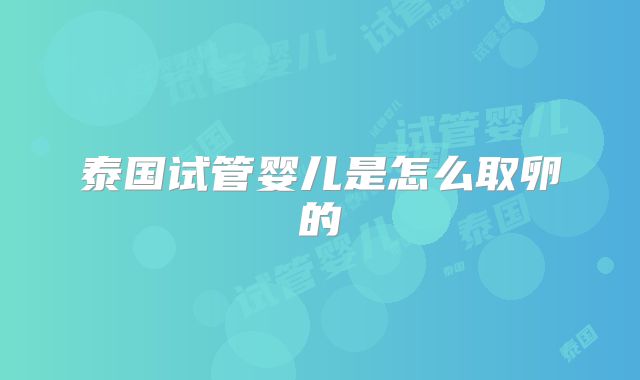泰国试管婴儿是怎么取卵的