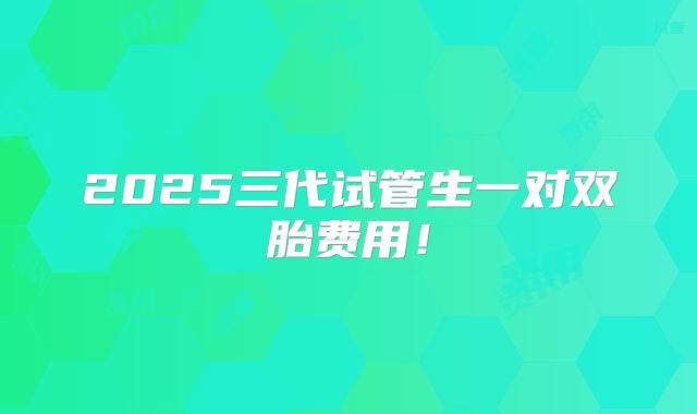 2025三代试管生一对双胎费用!