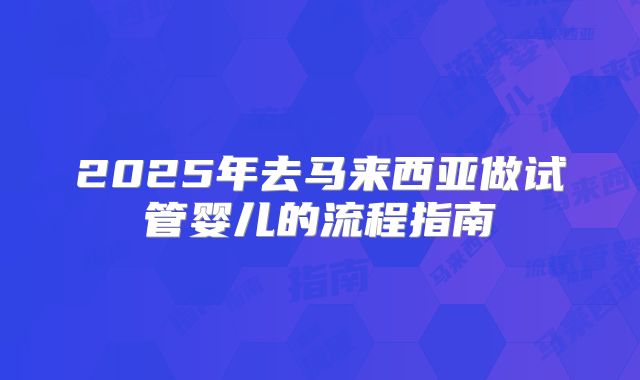 2025年去马来西亚做试管婴儿的流程指南