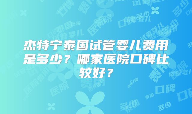 杰特宁泰国试管婴儿费用是多少？哪家医院口碑比较好？