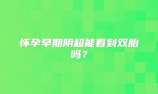 怀孕早期阴超能看到双胎吗?