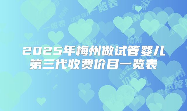 2025年梅州做试管婴儿第三代收费价目一览表