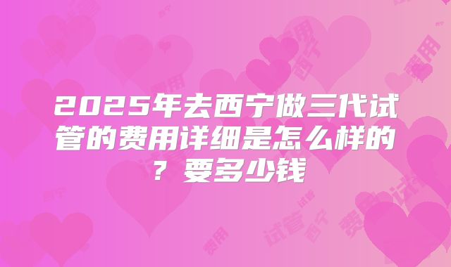2025年去西宁做三代试管的费用详细是怎么样的？要多少钱