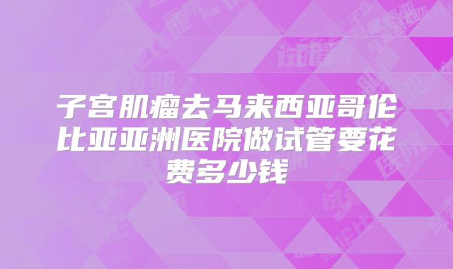 子宫肌瘤去马来西亚哥伦比亚亚洲医院做试管要花费多少钱