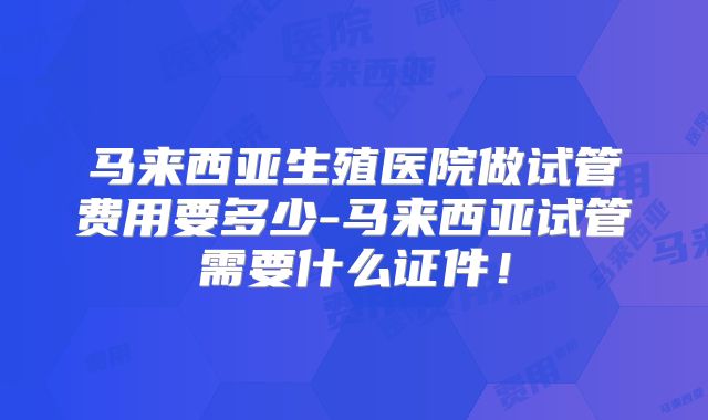 马来西亚生殖医院做试管费用要多少-马来西亚试管需要什么证件！