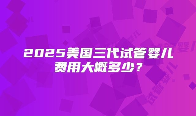 2025美国三代试管婴儿费用大概多少？