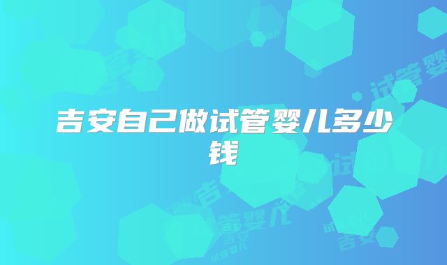 吉安自己做试管婴儿多少钱