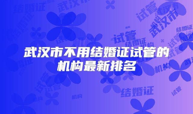 武汉市不用结婚证试管的机构最新排名