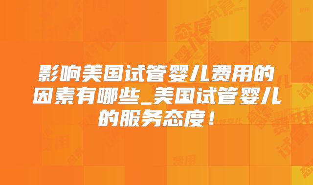 影响美国试管婴儿费用的因素有哪些_美国试管婴儿的服务态度!
