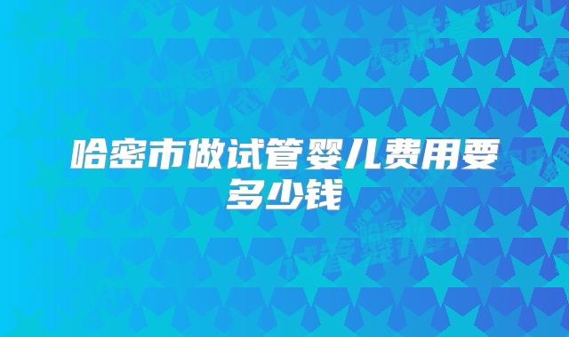 哈密市做试管婴儿费用要多少钱