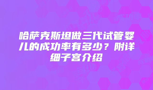 哈萨克斯坦做三代试管婴儿的成功率有多少？附详细子宫介绍