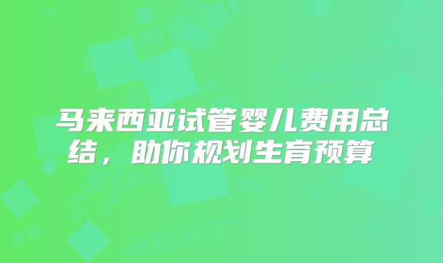 马来西亚试管婴儿费用总结,助你规划生育预算