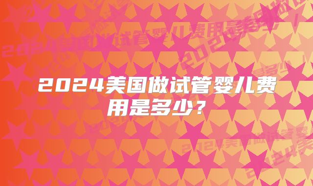 2024美国做试管婴儿费用是多少？