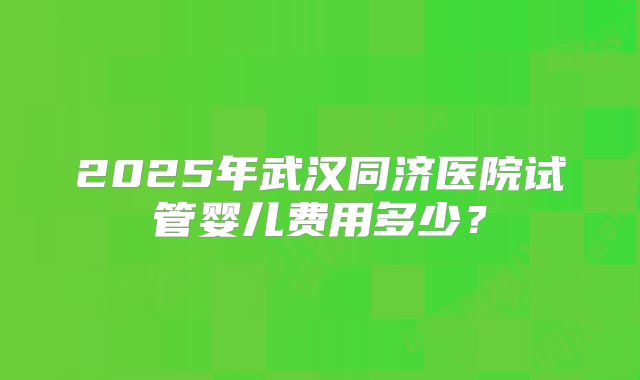2025年武汉同济医院试管婴儿费用多少？