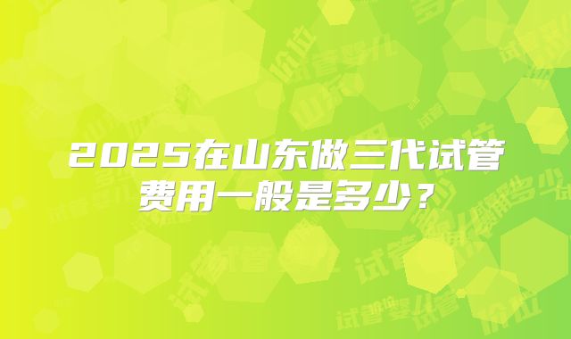 2025在山东做三代试管费用一般是多少？