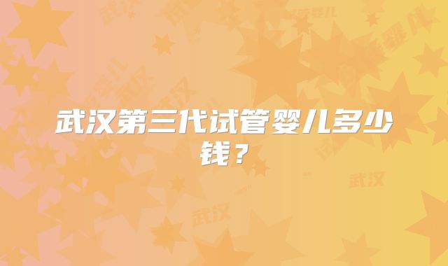 武汉第三代试管婴儿多少钱？