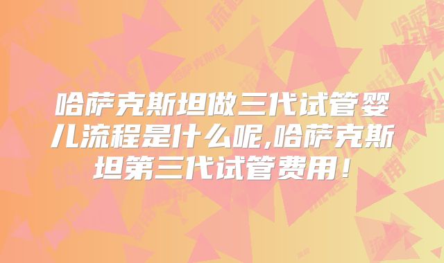 哈萨克斯坦做三代试管婴儿流程是什么呢,哈萨克斯坦第三代试管费用！