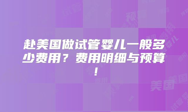赴美国做试管婴儿一般多少费用?费用明细与预算!