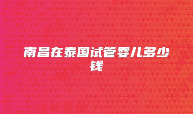 南昌在泰国试管婴儿多少钱