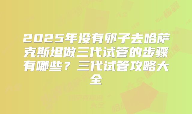 2025年没有卵子去哈萨克斯坦做三代试管的步骤有哪些？三代试管攻略大全