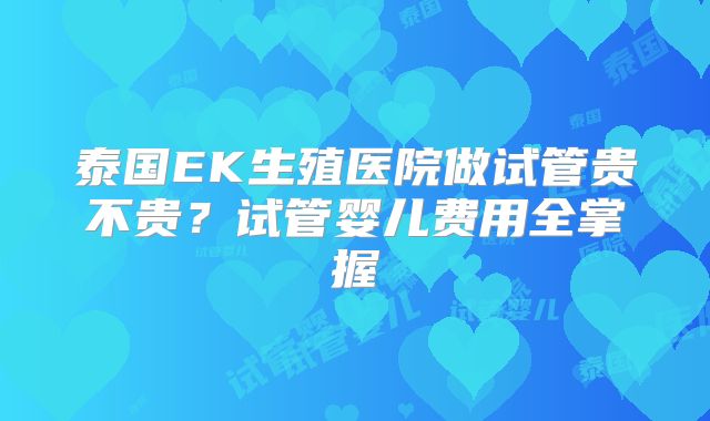 泰国EK生殖医院做试管贵不贵？试管婴儿费用全掌握