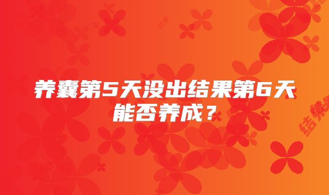 养囊第5天没出结果第6天能否养成？